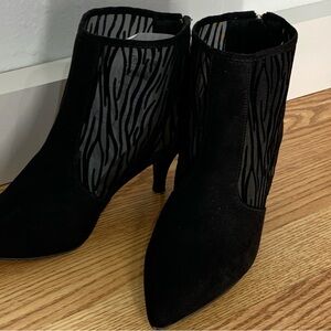 CATO COMFORT SHEER ZEBRA PRINT ZIP BLACK BOOTIES 8W
